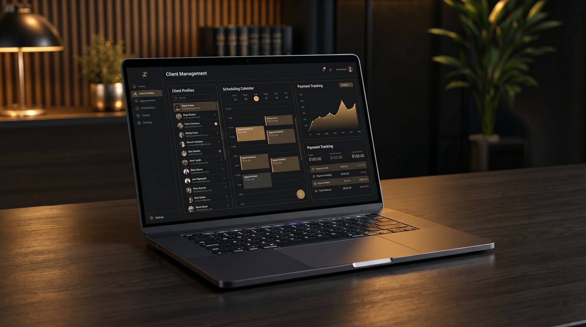 A laptop screen showing a digital calendar and a secure payment confirmation notification.