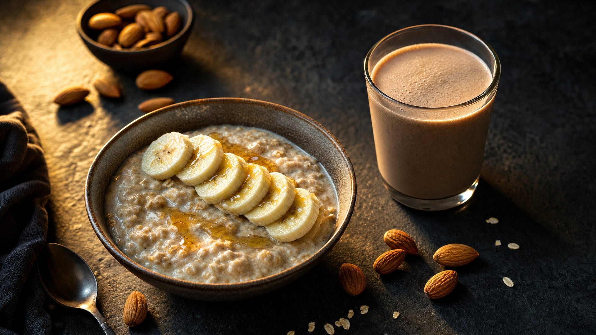 Pre-workout meal with oatmeal, banana, and protein