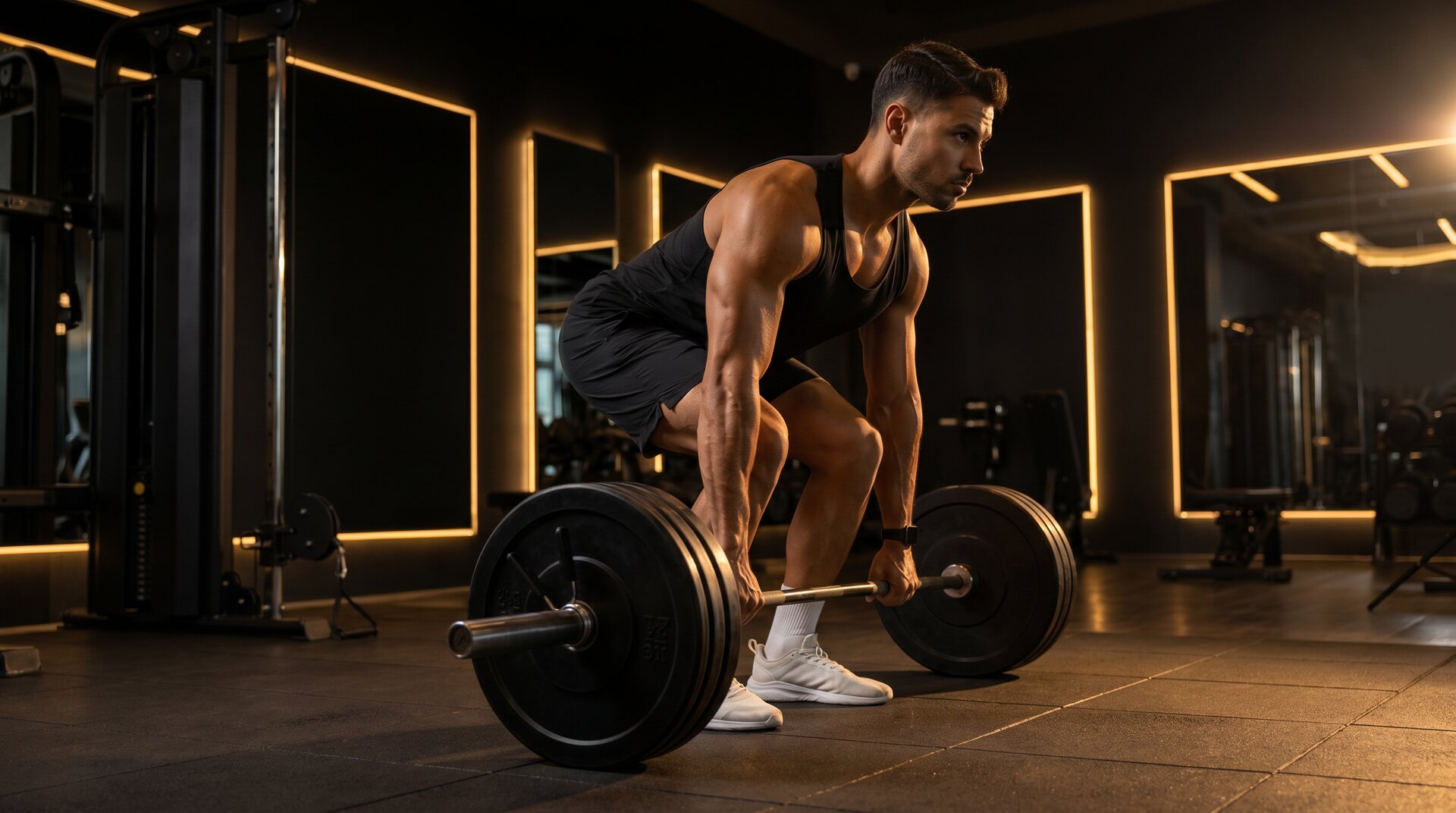 A person working out with a personal trainer in a modern gym