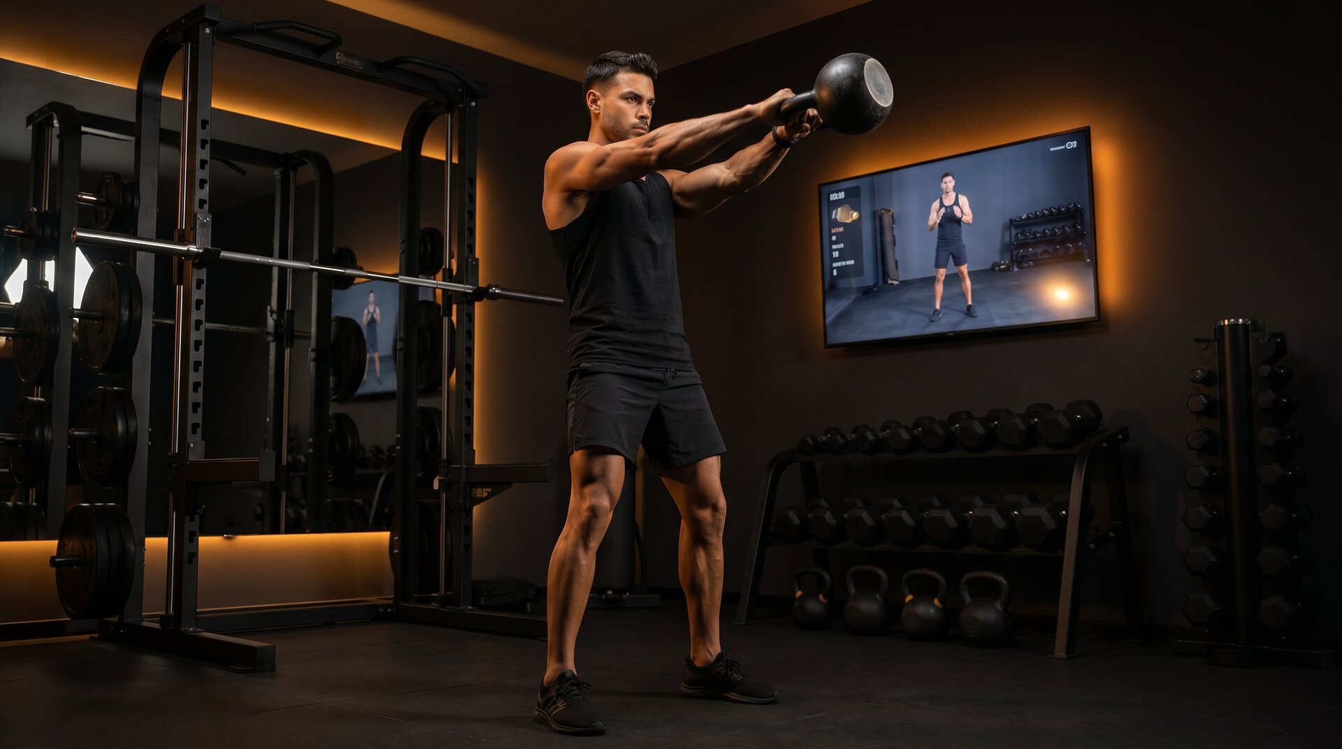 A person performing a barbell squat with a personal trainer providing hands-on form correction in a gym